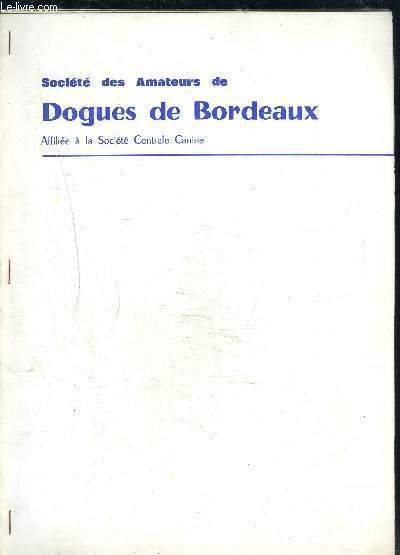 FASCICULE- SOCIETE DES AMATEURS DE DOGUES DE BORDEAUX- Affilie  la Socit centrale canine
