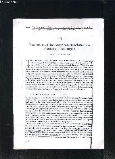 THE EFFECTS OF THE AMERICAN REVOLUTION ON FRANCE AND ITS EMPIRE- N53- Texte en anglais- From The Blackwell Encyclopedia of the American Revolution