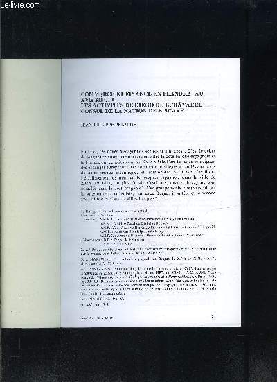 COMMERCE ET FINANCE EN FLANDRE AU XVIe S.- LES ACTIVITES DE DIEGO DE ECHAVARRI, CONSUL DE LA NATION DE BISCAYE- JAARGANG 132 - 1-2 - OVERDRUK- Texte en franais