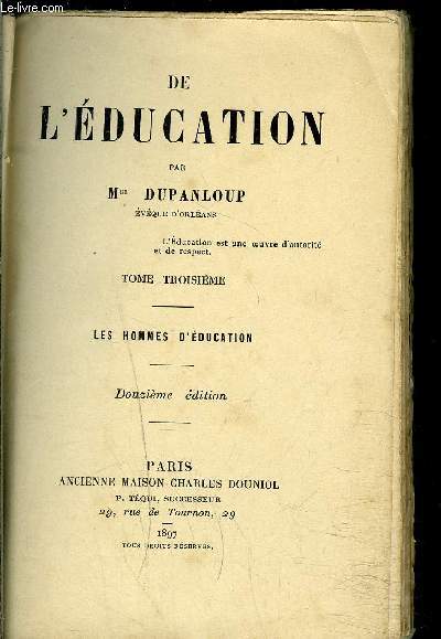 DE L EDUCATION- TOME 3- LES HOMMES D EDUCATION