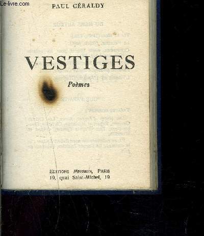 VESTIGES- POEMES