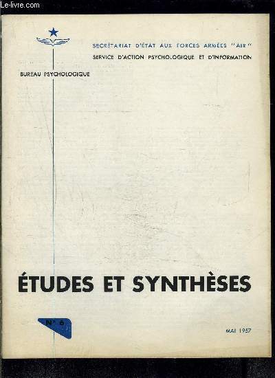 ETUDES ET SYNTHESES- N6- MAI 1957- L ECONOMIE FRANCAISE: BILAN ET PERSPECTIVES
