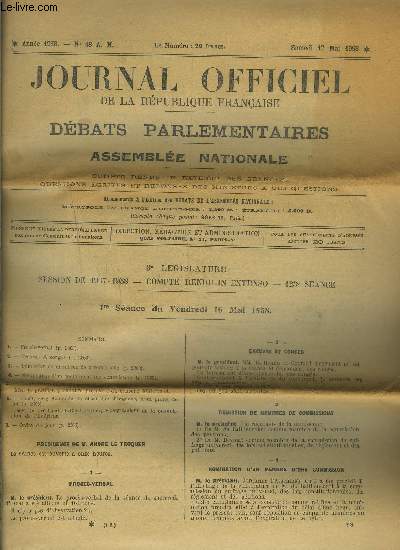 JOURNAL OFFICIEL DE LA REPUBLIQUE- N48 A.N.- SAM 17 MAI 1958