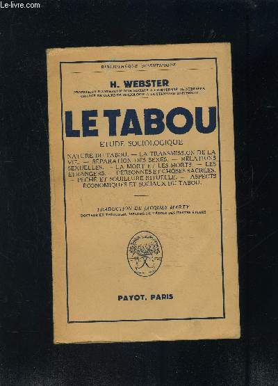 LE TABOU- ETUDE SOCIOLOGIQUE