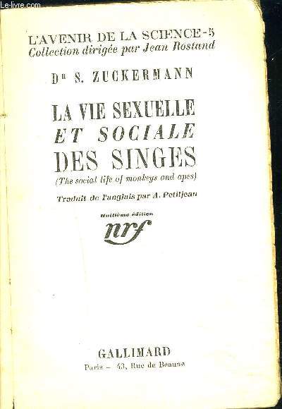 LA VIE SEXUELLE ET SOCIALE DES SINGES