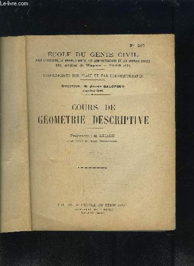 COURS DE GEOMETRIE DESCRIPTIVE- N367