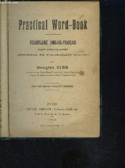 PRACTICAL WORD BOOK- VOCABULAIRE ANGLAIS- FRANCAIS- REVISION DU VOCABULAIRE ACQUIS