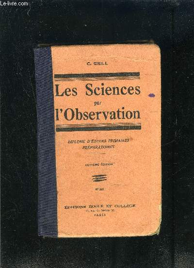 LES SCIENCES PAR L OBSERVATION- DIPLOME D ETUDES PRIMAIRES PREPARATOIRES- Cours Moyen