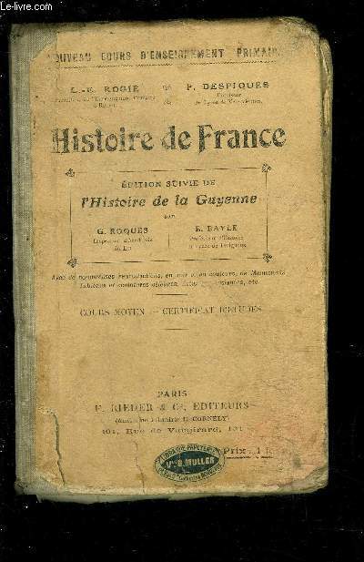 HISTOIRE DE FRANCE- COURS MOYEN- CERTIFICAT D ETUDES