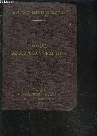 CODE D INSTRUCTION CRIMINELLE- PETITE COLLECTION DALLOZ