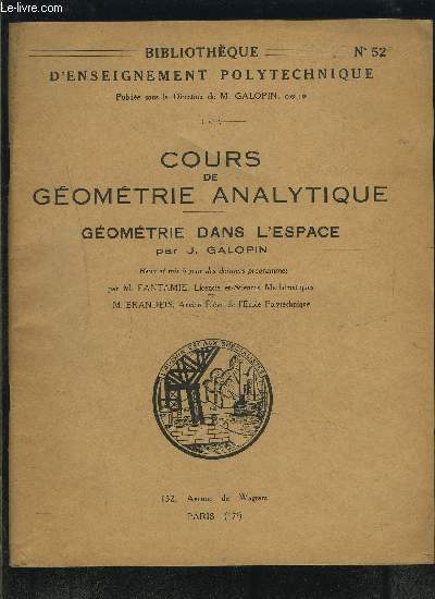 COURS DE GEOMETRIE ANALYTIQUE- GEOMETRIE DANS L ESPACE