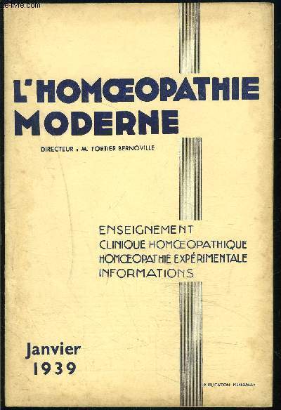 L HOMEOPATHIE N1- JAN 1939- DRAINAGE