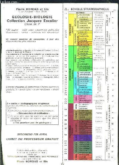 1 PLAQUETTE: GEOLOGIE- BIOLOGIE- ECHELLE STRATIGRAPHIQUE- LES AGES DE LA TERRE