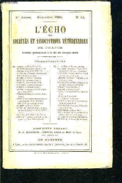 L ECHO DES SOCIETES ET ASSOCIATIONS VETERINAIRES DE FRANCE- 8me anne- nov 1886- N12- Les haras devant le Parlement et devant l'opinion