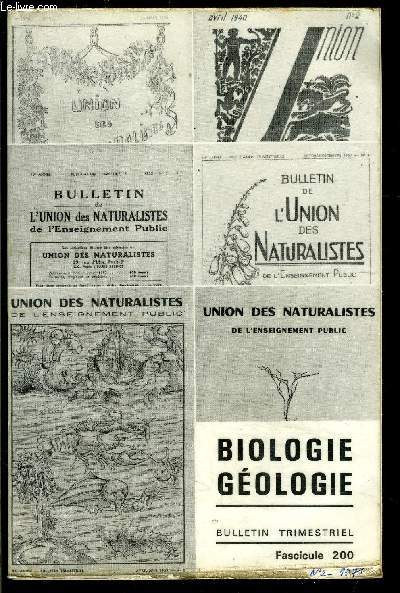 BULLETIN N200- juin 1971- DE L ASSOCIATION DES PROFESSEURS DE BIOLOGIE ET GEOLOGIE DE L ENSEIGNEMENT PUBLIC- Le problme des sances de travail dans la nature- A propos de la floculation des argiles- La vgatation et la faune de la Provence occidentale..