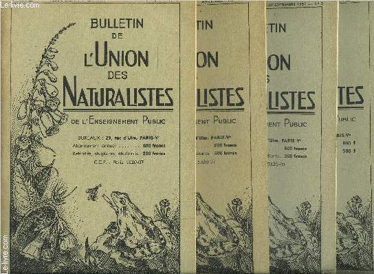 BULLETIN DE L UNION DES NATURALISTES- N1  4- 4 VOLUMES- JAN  DEC 1957- DE L ENSEIGNEMENT PUBLIC- Excursions- Le myographe- La locomotion des animaux  terre et sous terre- passage de la vie aquatique  la vie terrestre.../ Gologie: Les eaux souterrain