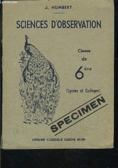 SCIENCES D OBSERVATION- 6e- SPECIMEN- ZOOLOGIE- BOTANIQUE