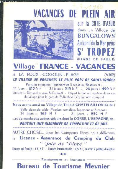 1 AFFICHETTE: VILLAGE FRANCE VACANCES- VACANCES DE PLEIN AIR