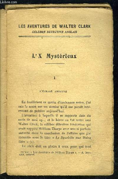 L X MYSTERIEUX- LES AVENTURES DE WALTER CLARK CELEBRE DETECTIVE ANGLAIS
