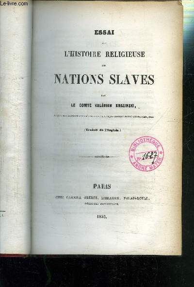 ESSAI SUR L HISTOIRE RELIGIEUSE DES NATIONS SLAVES