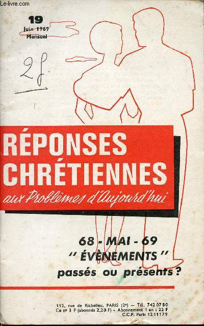 REPONSES CHRETIENNES AUX PROBLEMES D'AUJOURD'HUI - MAI 68/69 