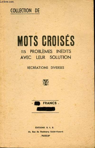 COLLECTION DES MOTS CROISES N64 - PASSE TEMPS POUR TOUS