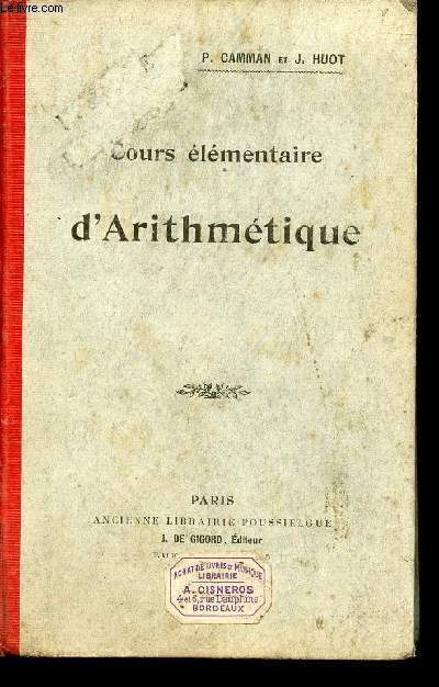 COURS ELEMENTAIRE D'ARITHMETIQUE