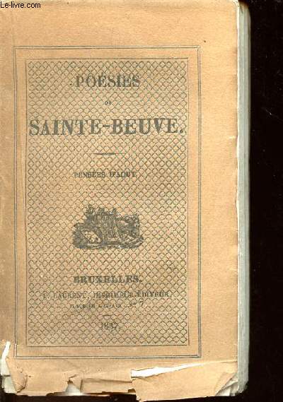 POESIES DE SAINTE-BEUVE - PENSEES D'AOUT