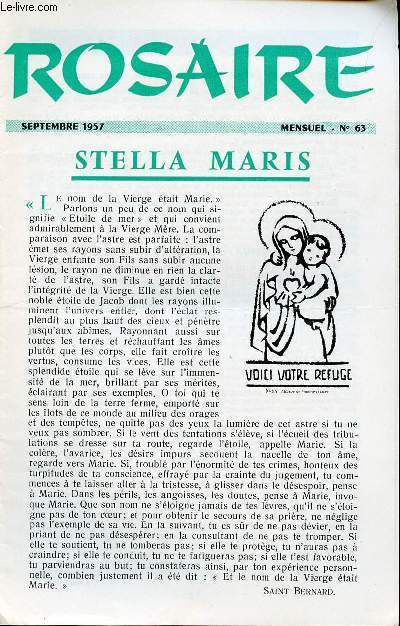 LIVRET ROSAIRE - SEPTEMBRE 1957 - MENSUEL N63 - STELLA MARIS