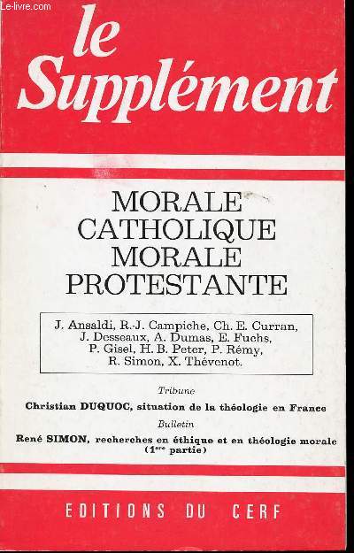 LE SUPPLEMENT - DECEMBRE 1983 - N147 - MORALE CATHOLIQUE MORALE PROTESTANTE - TRIBUNE - BULLETIN.