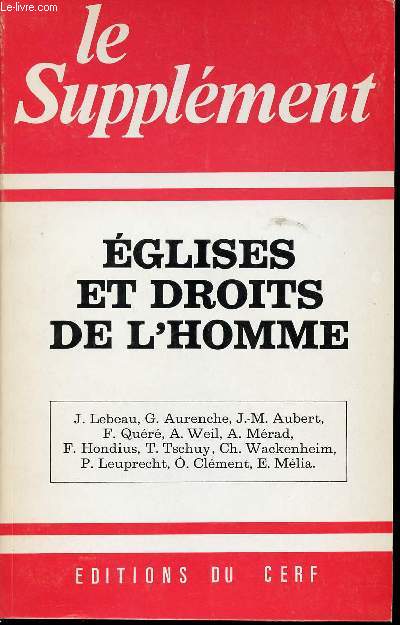 LE SUPPLEMENT - MAI 1982 - N141 - EGLISES ET DROITS DE L'HOMME.