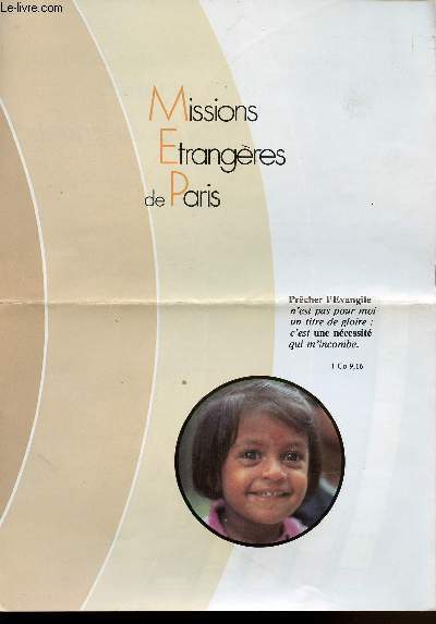 PLAQUETTE : MISSIONS ETRANGERES DE PARIS - Prcher l'Evangile n'est pas pour moi un titre de gloire : c'est une ncessit qui m'incombe.