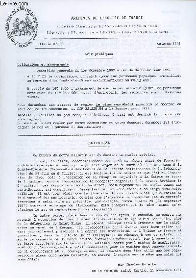 BULLETIN N36 - AUTOMNE 1991 - Sur les pas de Saint Martin - Sur les pas de la bienheureuse Marie de l'Incarnation - Etc.