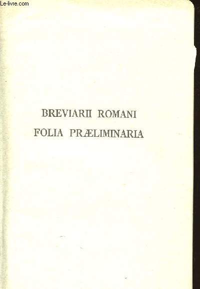 BREVIARII ROMANI - FOLIA PRAELIMINARIA - N12