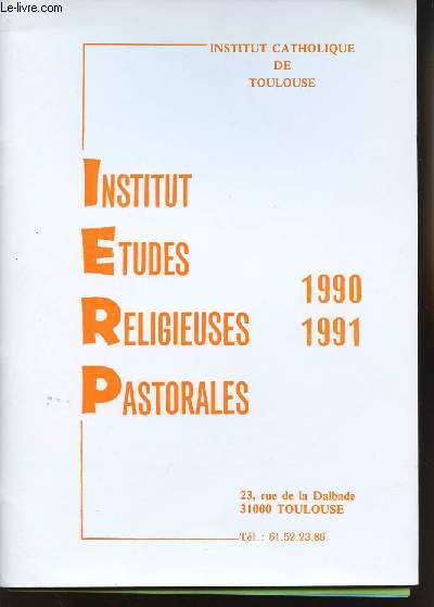 INSTITUT ETUDES RELIGIEUSES PASTORALES 1990-1991.