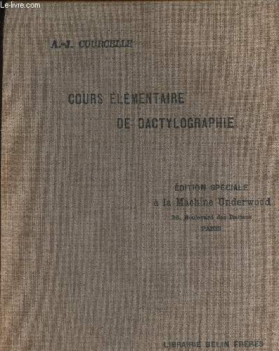 COURS ELEMENTAIRE DE DACTYLOGRAPHIE