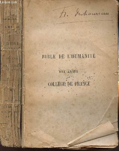 BIBLE DE L'HUMANITE : UNE ANNEE DU COLLEGE DE FRANCE