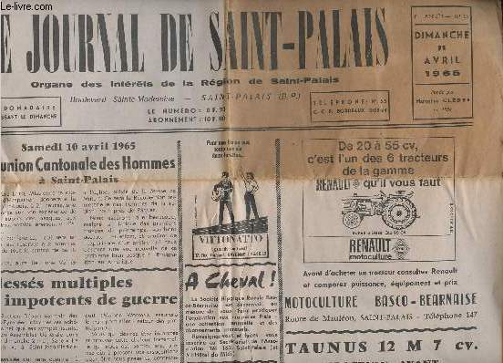 LE JOURNAL DE SAINT-PALAIS : DIMANCHE 11 AVRIL 1965
