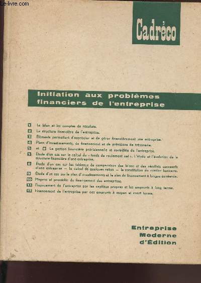 INITIATION AUX PROBLEMES FINANCIERS DE L'ENTREPRISE