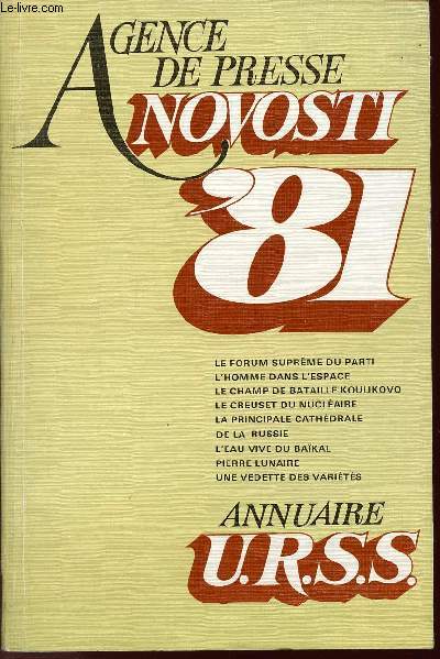 AGENCE DE PRESSE NOVOSTI'81- ANNUAIRE U.R.S.S