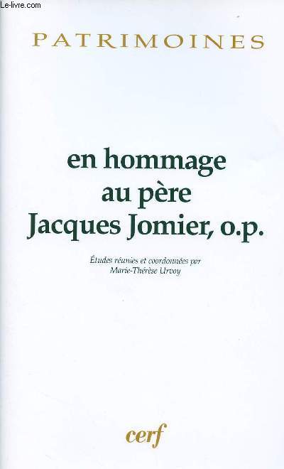 EN HOMMAGE AU PERE JACQUES JOMIER, O.P