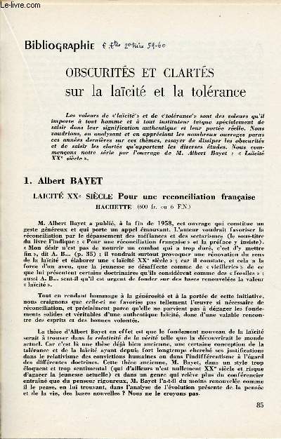 LAICITE, TOLERANCE, LIBERTE, REPUBLIQUE : DIVERS TEXTES ET EXTRAITS