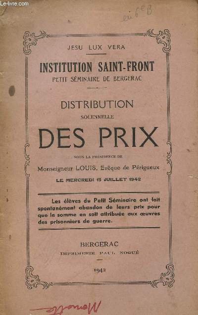 DISTRIBUTION SOLENNEL DES PRIX