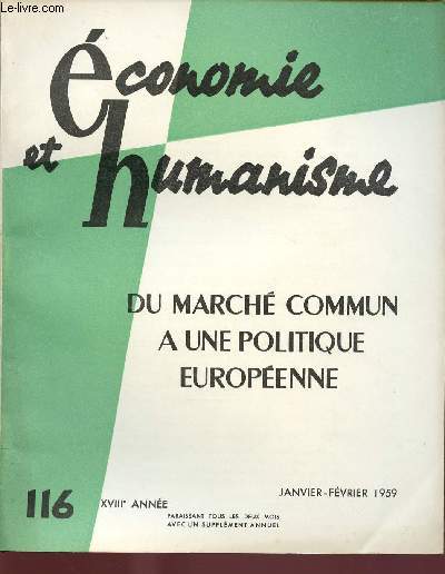 ECONOMIE ET HUMANISME N116 : JAN/FEV 1959