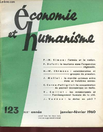ECONOMIE ET HUMANISME N 123 : JAN/FEV 1960