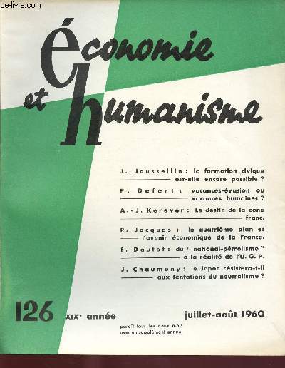 ECONOMIE ET HUMANISME N 126 : JUI/AOUT 1960