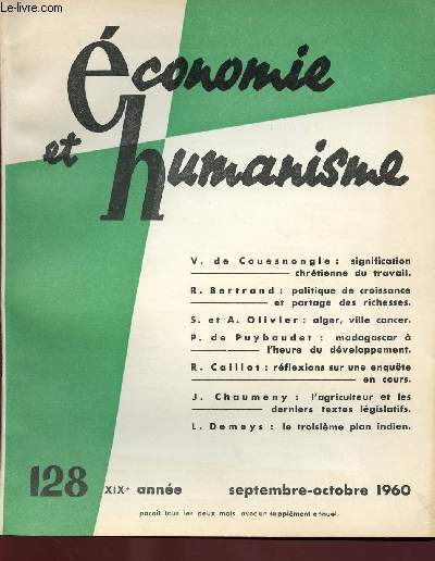 ECONOMIE ET HUMANISME N 128 : SEPT/OCT 1960
