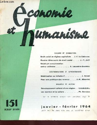 ECONOMIE ET HUMANISME N 151 : JAN/FEV 1964