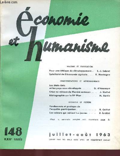 ECONOMIE ET HUMANISME N 148 ; JUI/AOUT 63