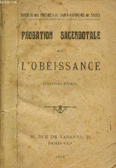 PROBATION SACERDOTALE SUR L'OBEISSANCE